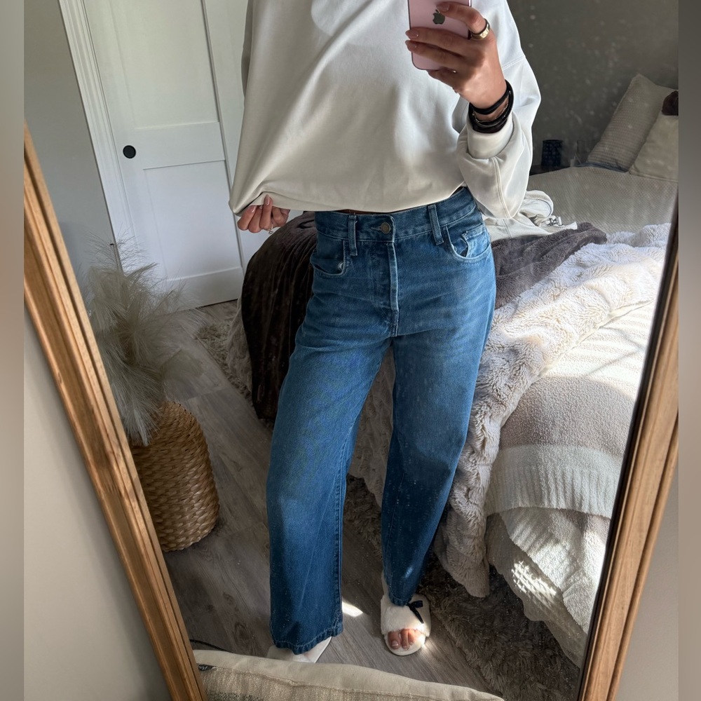 Zara Blue Wide Leg Jeans Classic Style